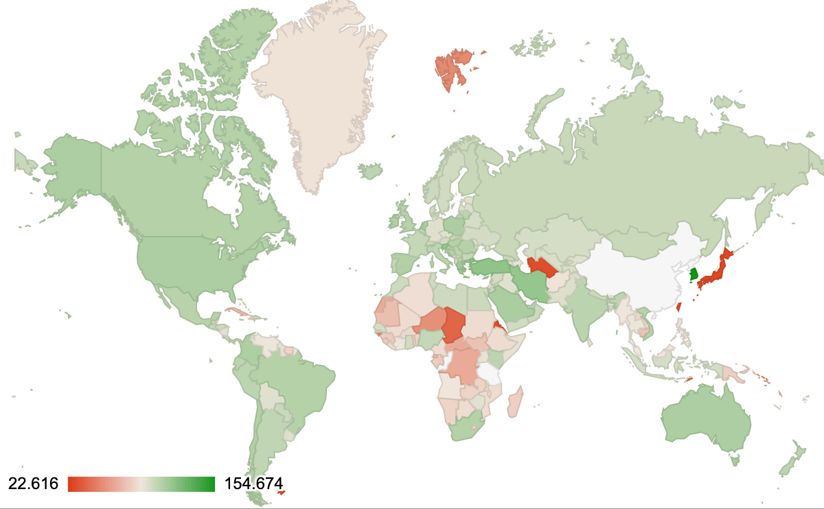 Web fonts usage by country (desktop).